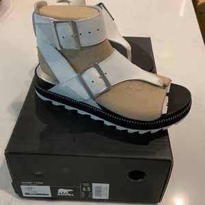 NWT! Sorel Womens Sandals, white leather, size 6.5